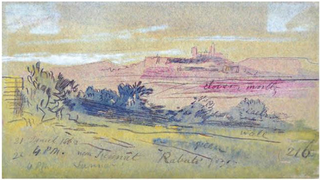 Edward Lear, Near Sannat (Rabato), Gozo. 21 March 1866, 4.00 pm n. 216.
